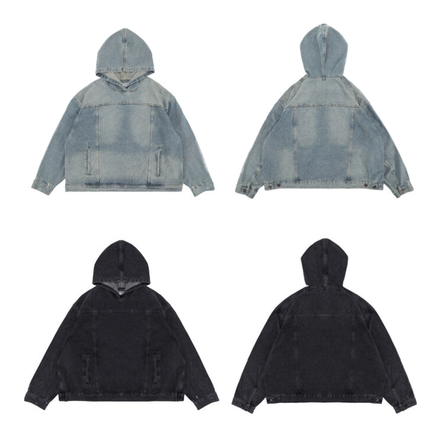 Autumn and Winter Streetwear Denim Hoodie