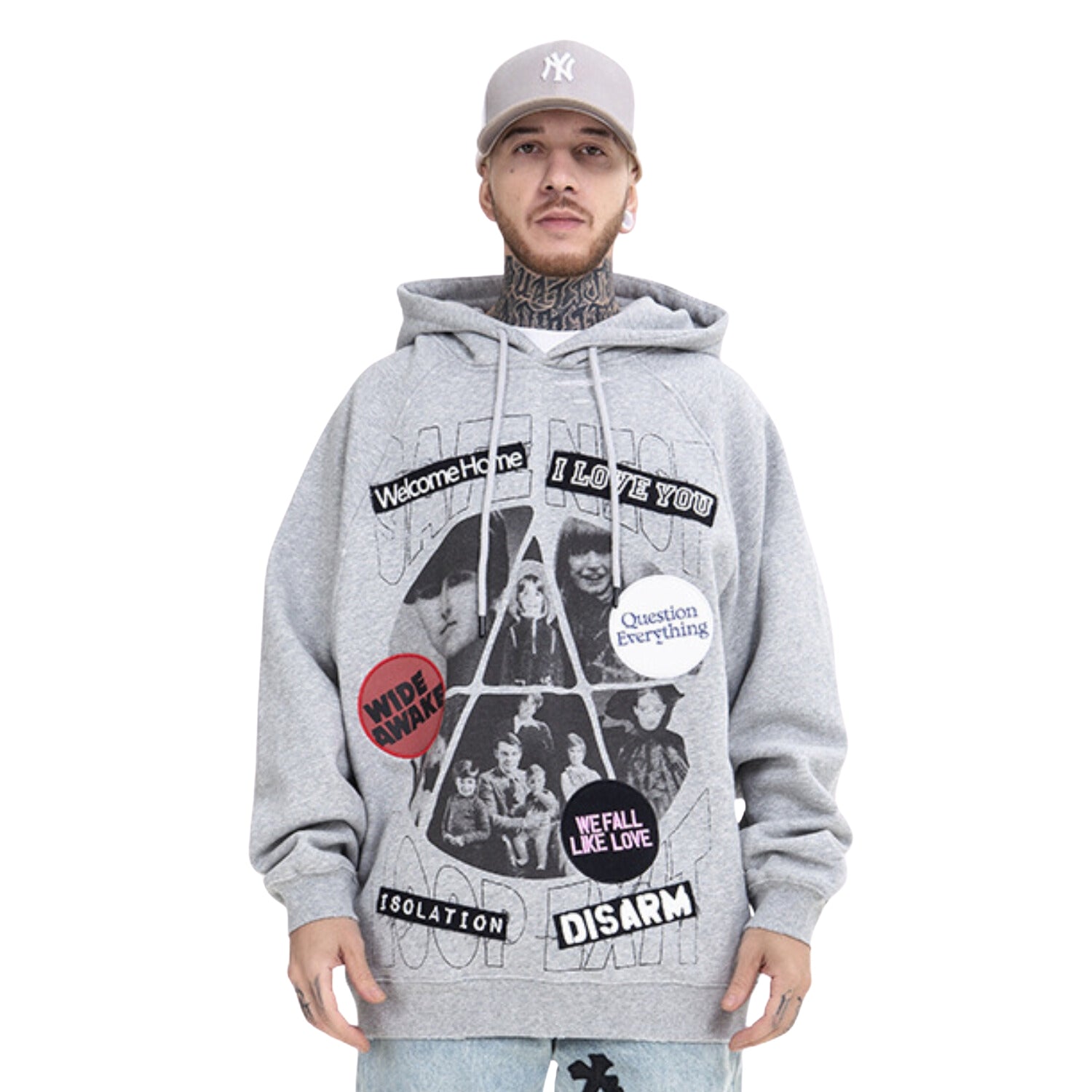 Men Streetwear Hoodie With Badges