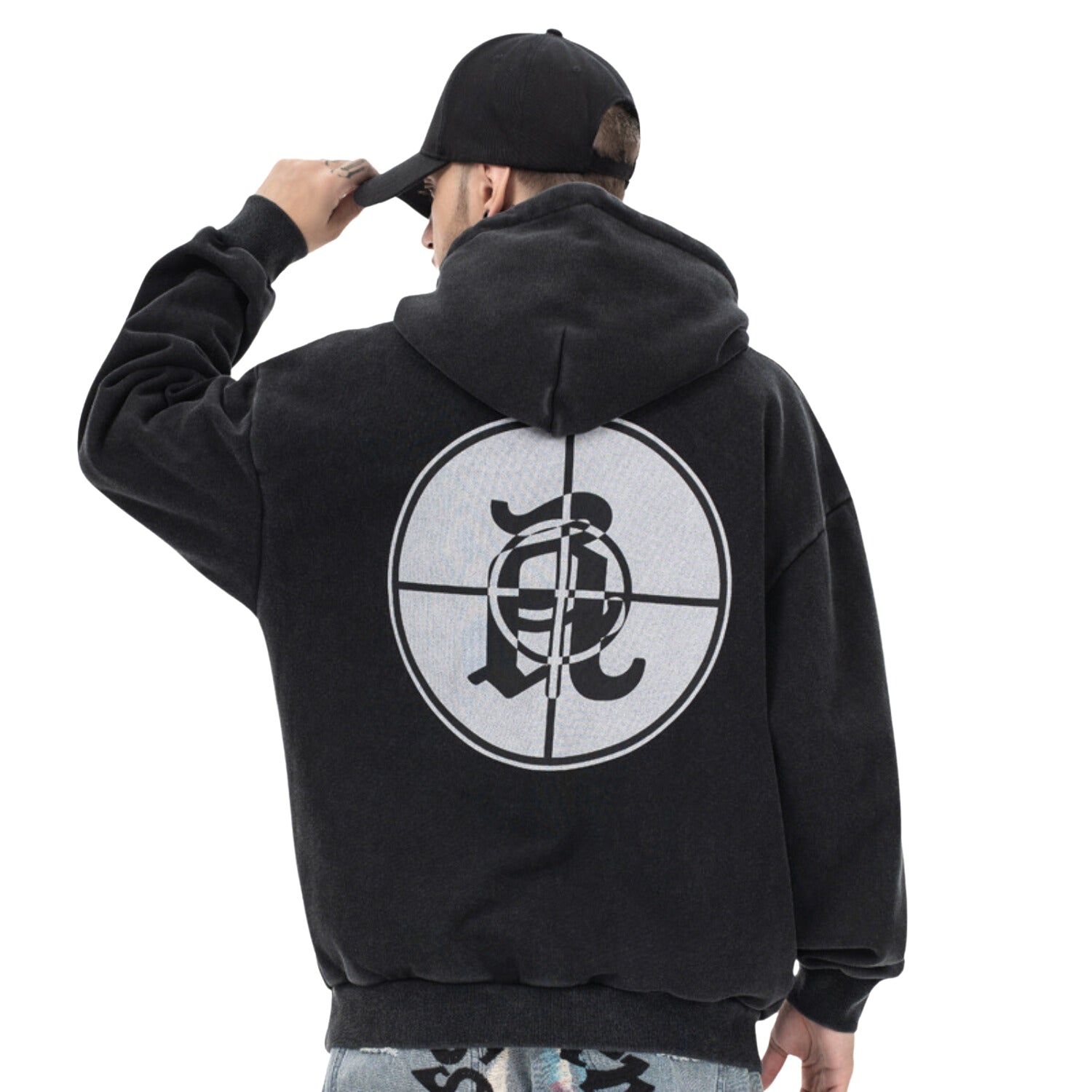 Black Retro Streetwear Hoodie